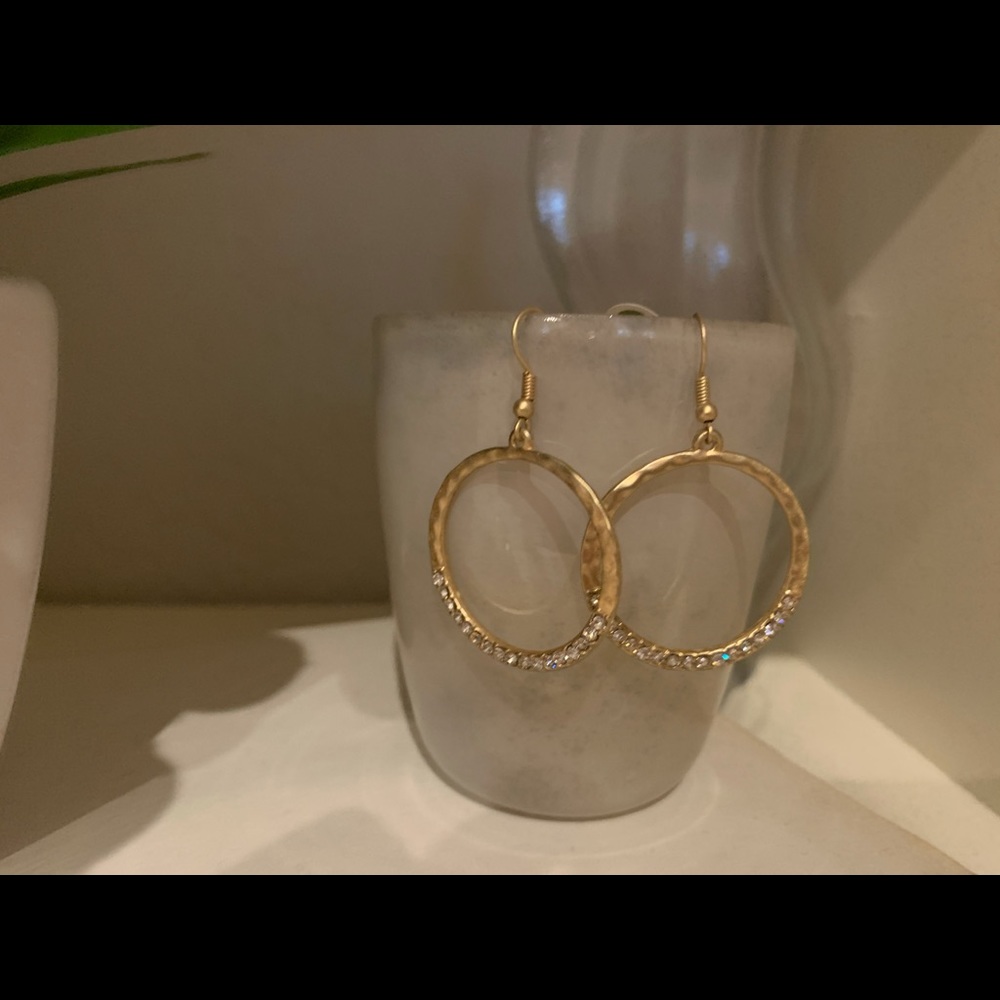 Matte gold and cz earrings